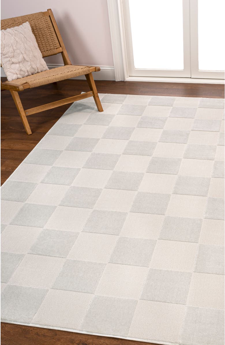 JONATHAN Y Thea Modern Geometric Checkerboard High-Low Area Rug, Alternate, color, White/Cream