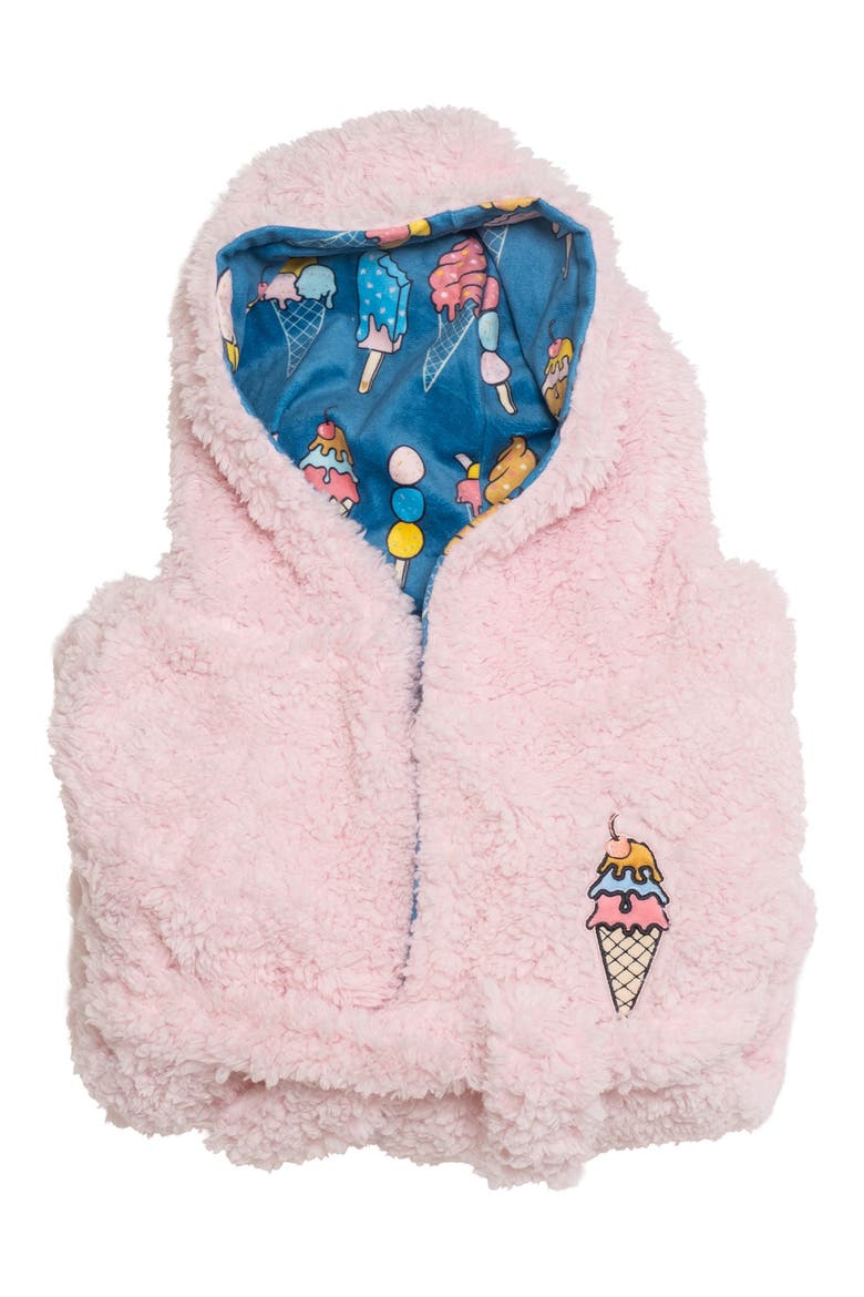 Kids' Reversible Ice Cream Hooded Robe, Alternate, color, BALLET SLIPPER