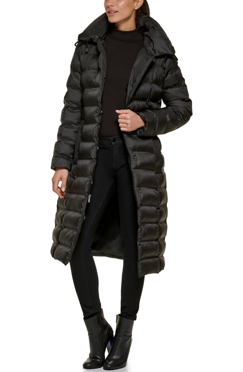 Kenneth Cole New York Cire Hooded Belted Puffer Jacket, Alternate, color,