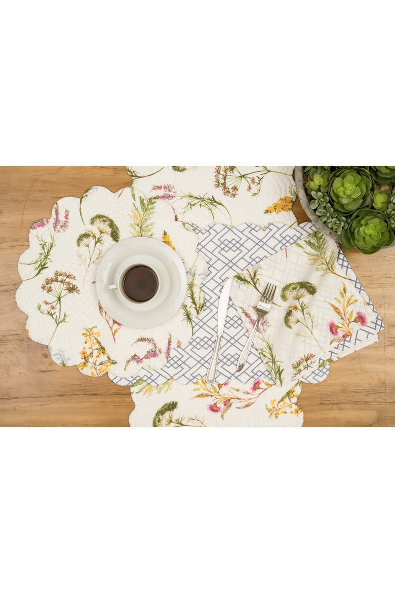 Genevieve Floral Kitchen Table Runner 14" x 51", Alternate, color, Yellow