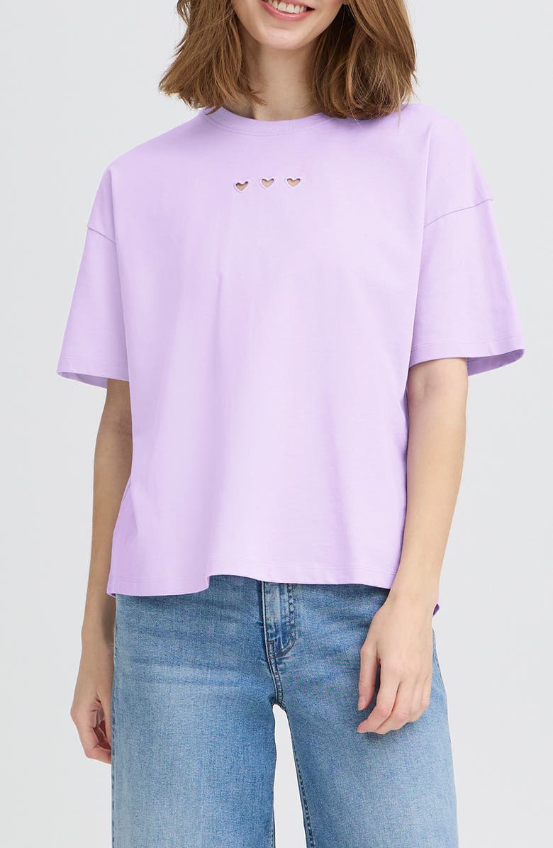 ICHI Ihpetro Boxy Heart Cutout T-Shirt, Main, color,