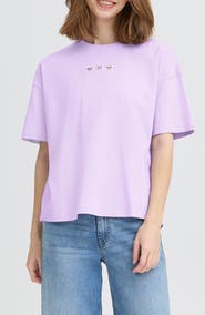 ICHI Ihpetro Boxy Heart Cutout T-Shirt