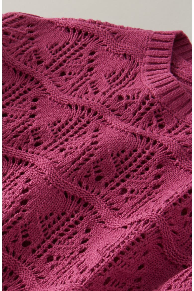 Kids' Pointelle Sweater, Alternate, color, PURPLE SHERBERT