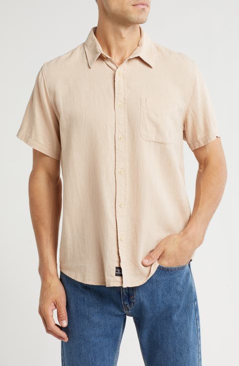 San Gabriel Short Sleeve Linen Blend Button-Up Shirt