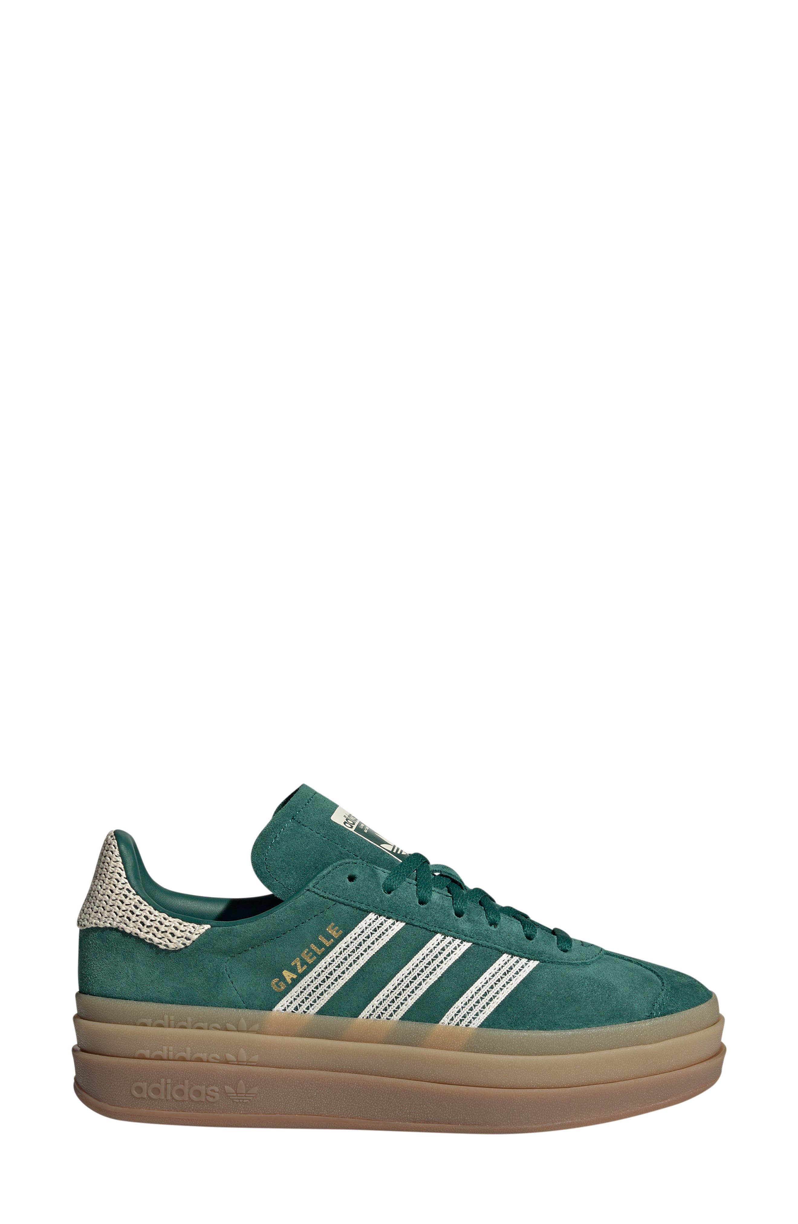 adidas Gazelle Bold Platform Sneaker, Alternate, color, Collegiate Green/White/ Gold