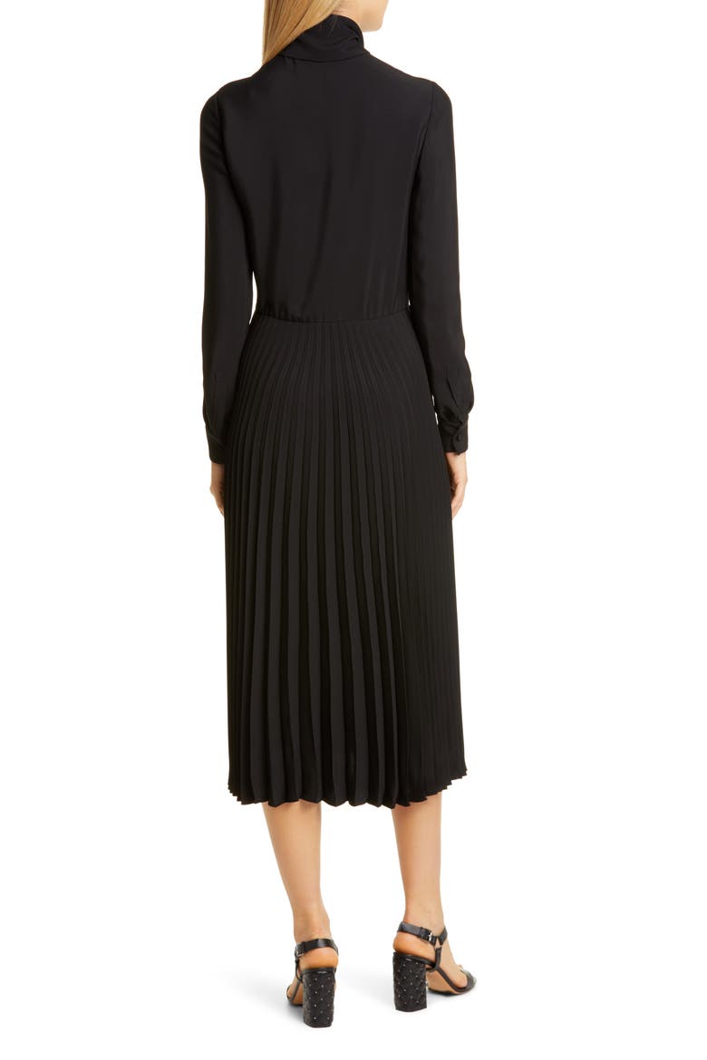 VLTN Logo Tie Neck Long Sleeve Midi Dress, Alternate, color, BLACK/ RED