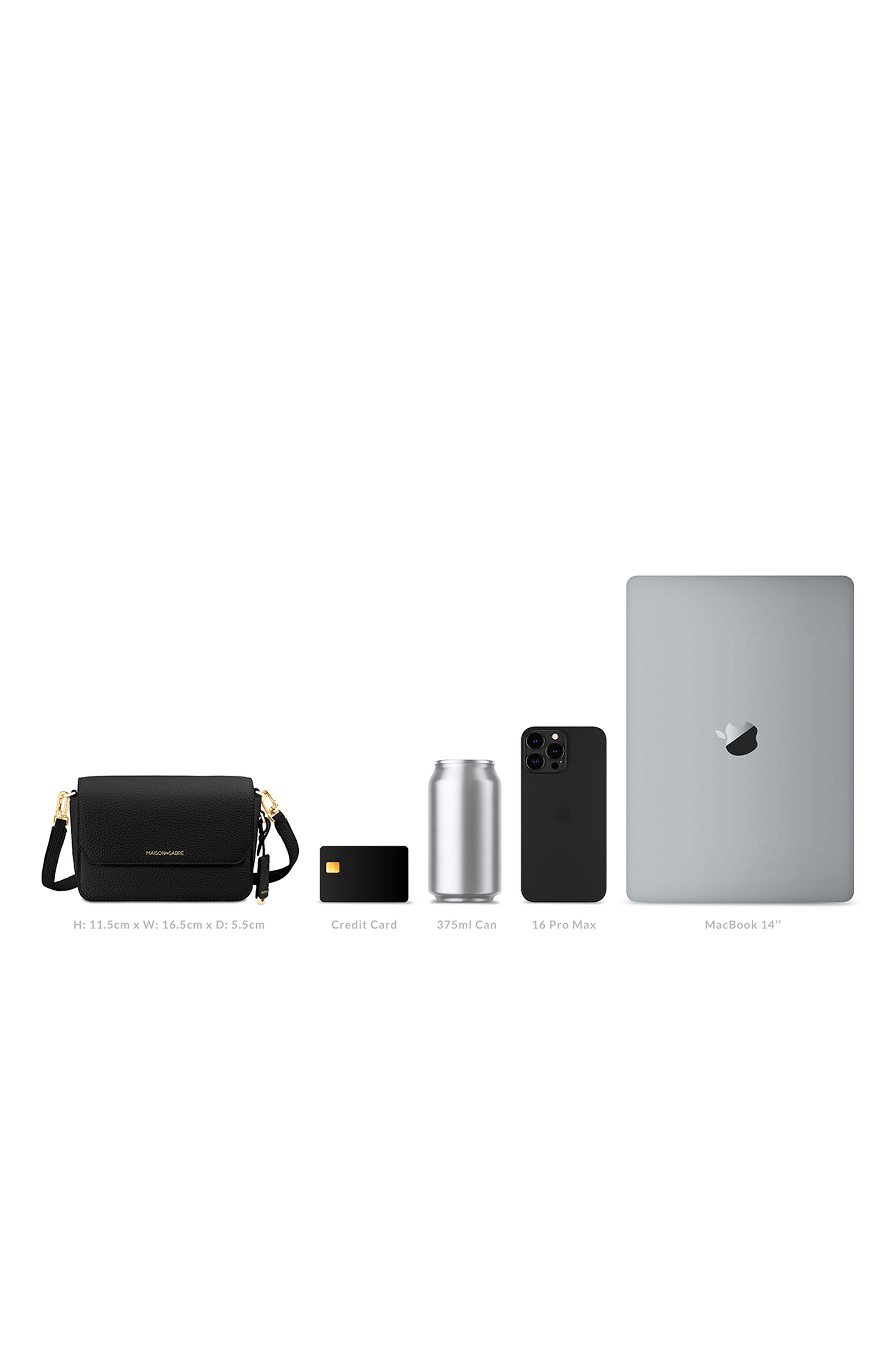 MAISON de SABRÉ Mini Leather Flap Bag, Alternate, color, Black Caviar