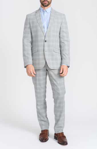 SAVILE ROW CO Hoxton Grey Plaid Stretch Suit