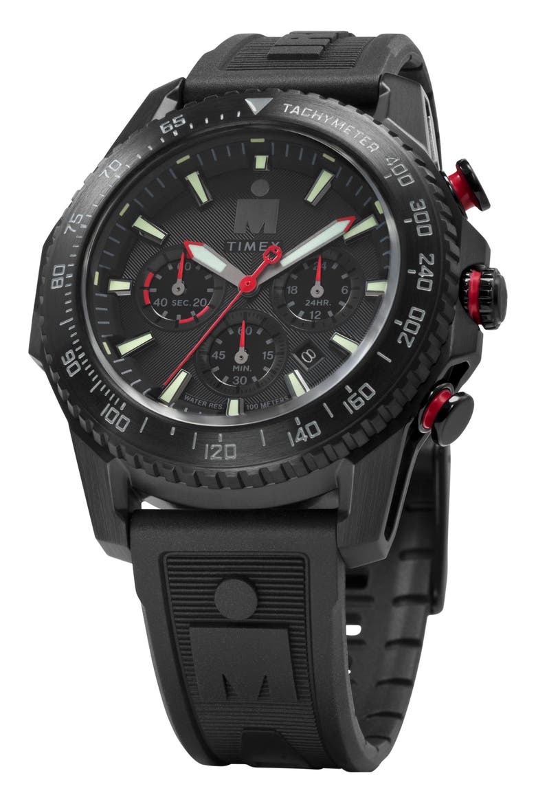 IRONMAN® Adrenaline PU Strap Chronograph Watch, 48mm, Alternate, color, BLACK