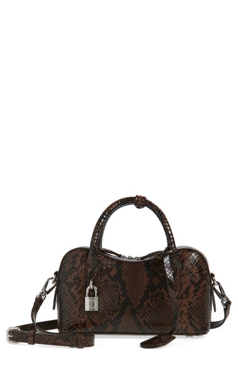 Small Ryder Snakeskin Embossed Faux Leather Top Handle Bag
