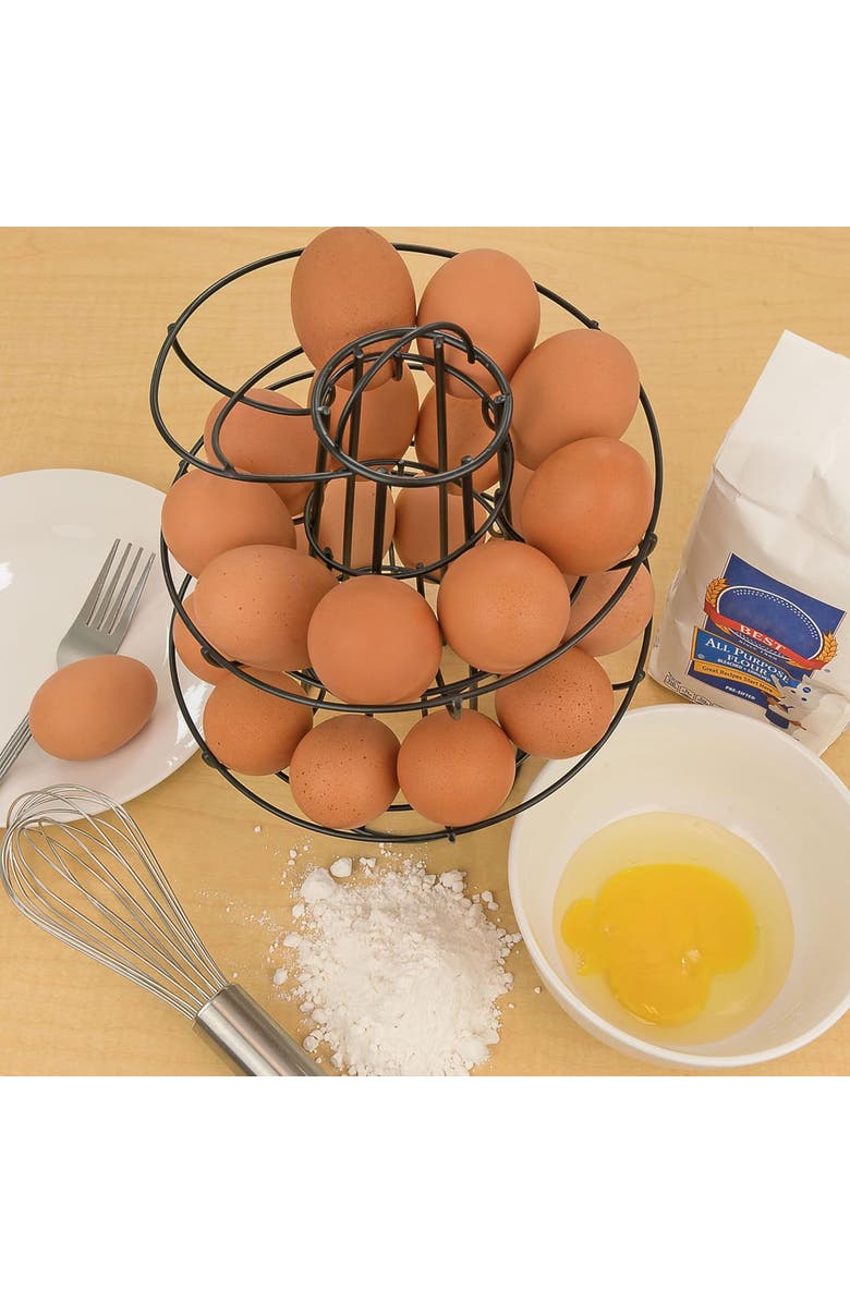 Southern Homewares Egg Skelter Deluxe Modern Spiraling Dispenser Rack, Alternate, color, Black