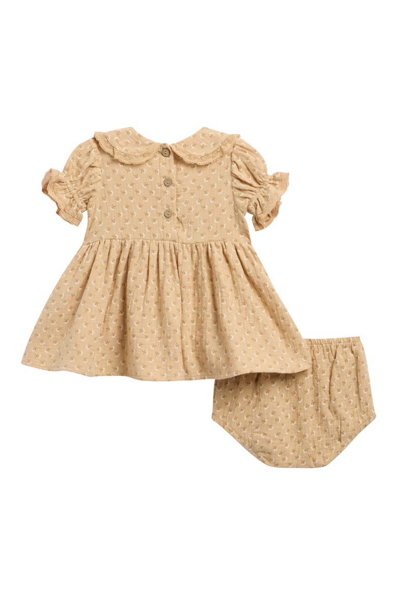 Kids' Marisol Lace Trim Organic Cotton Dress & Bloomers Set, Alternate, color, BUTTERSCOTCH