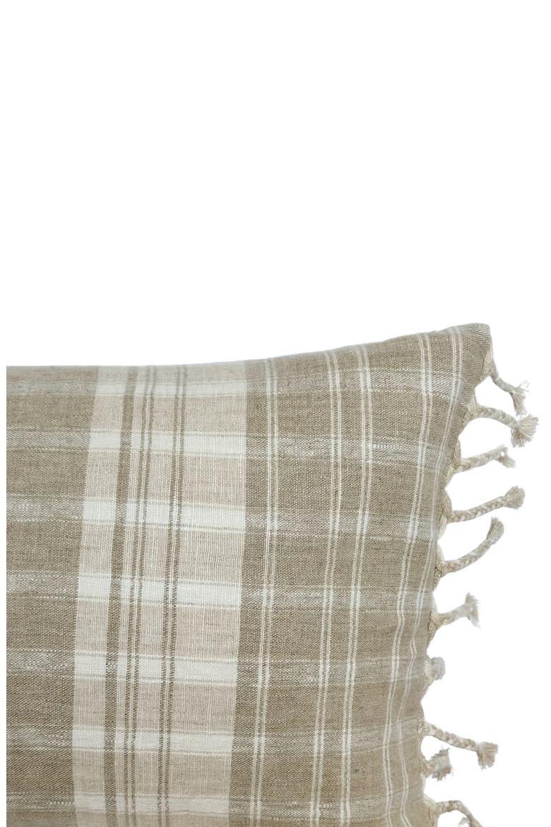 Thelma Tan Cream Linen Stripe Pillow Cover, Alternate, color, Tan Brown