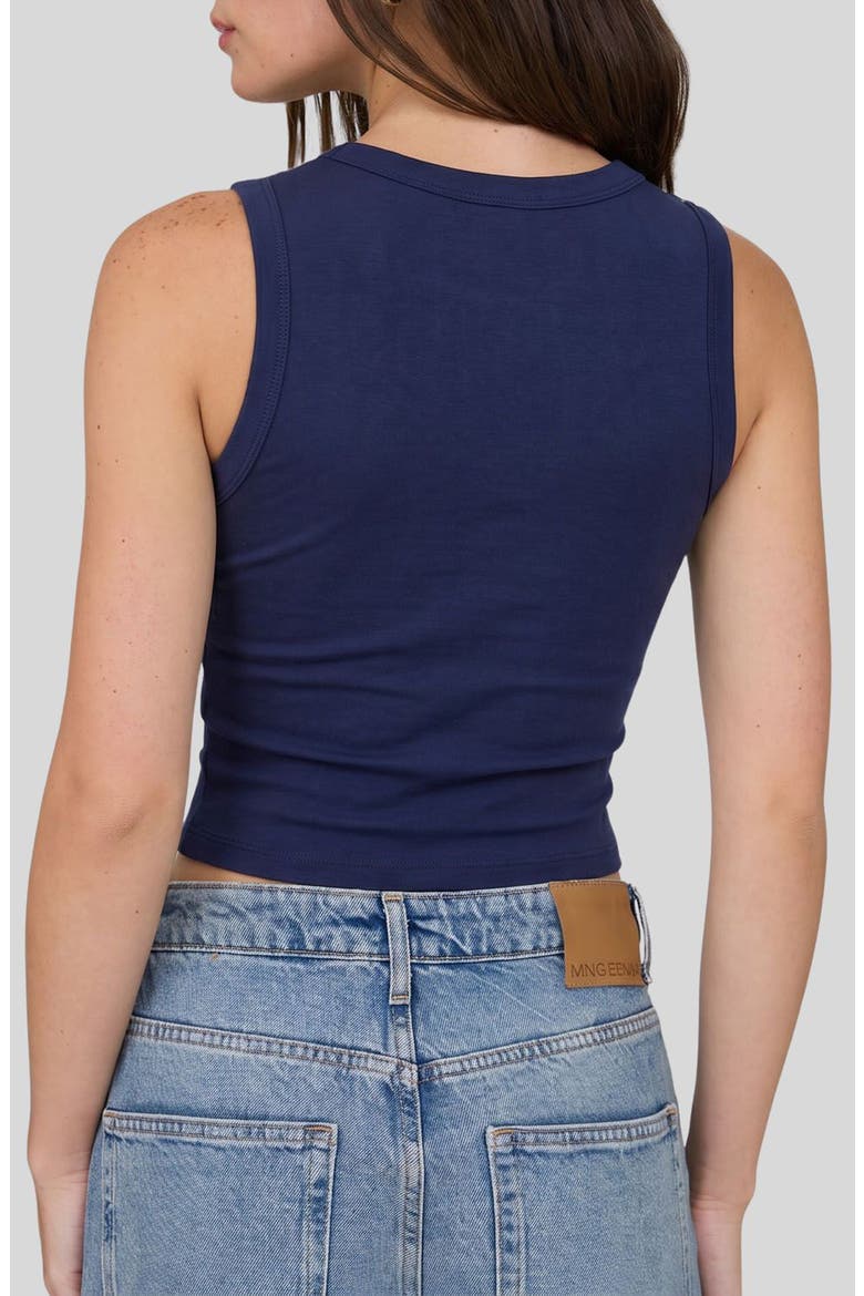 Button Down Cotton Jersey Tank, Alternate, color, NAVY