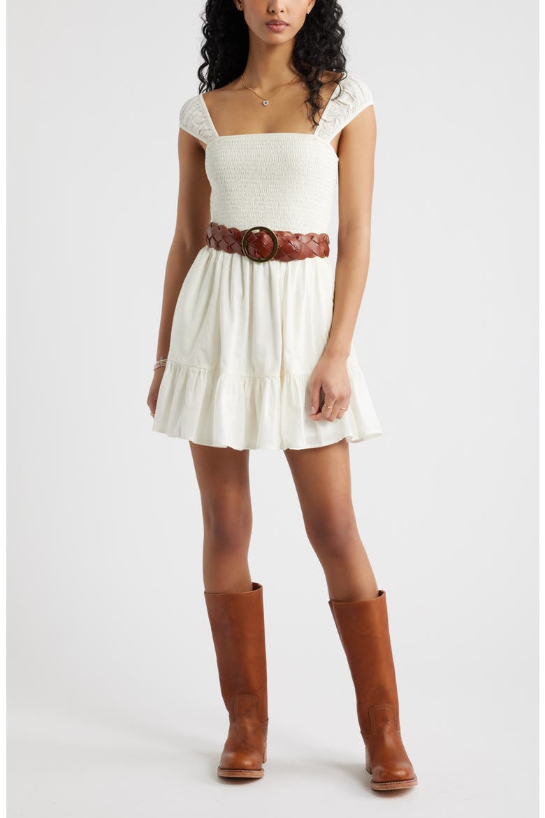 Cap Sleeve Cotton Minidress, Alternate, color, IVORY