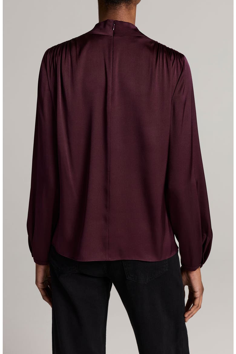 Drape Cowl Neck Long Sleeve Silk Blend Top, Alternate, color, BLACKBERRY