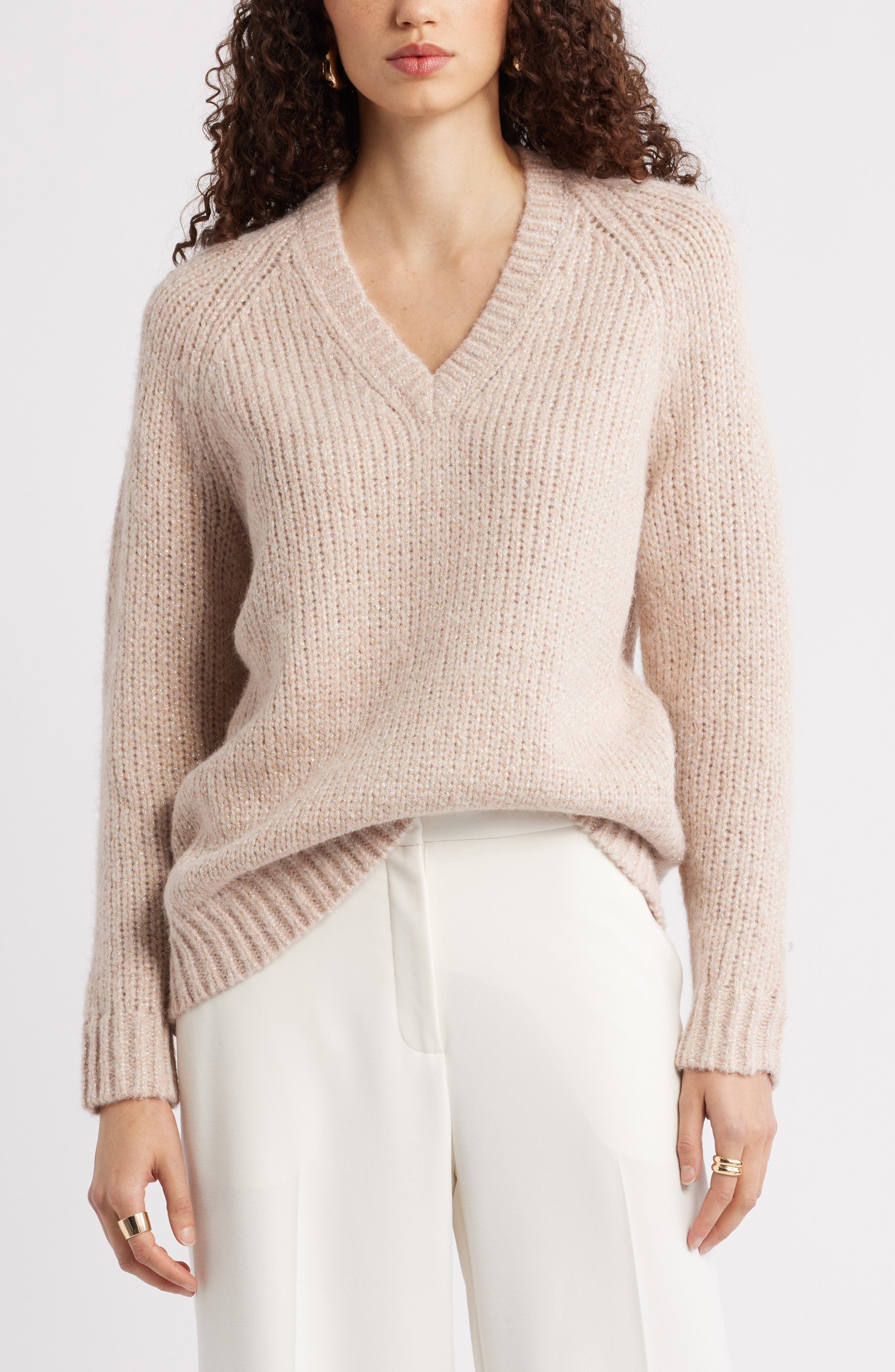 Nordstrom Sparkle V-Neck Sweater