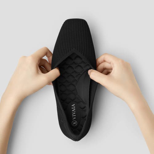 Vivaia Lightweight Square-toe V-cut Flats In Black