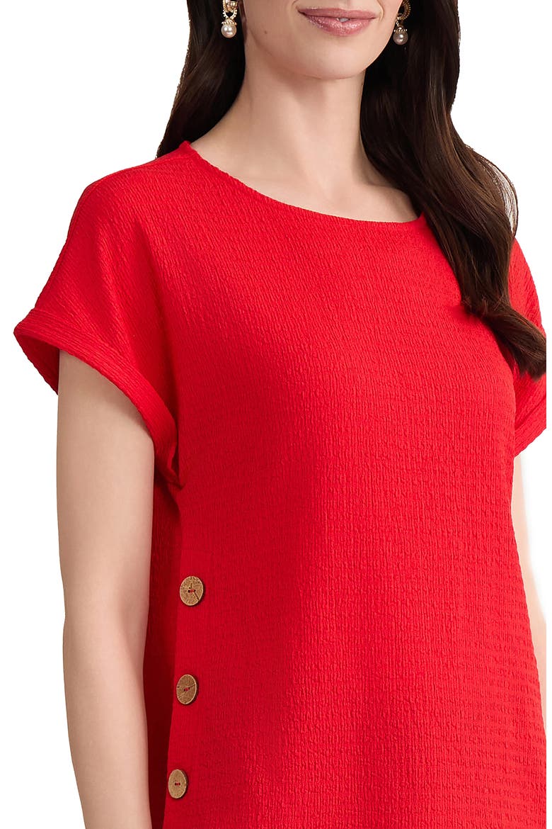 Textured Button Detail Top, Alternate, color, ROUGE