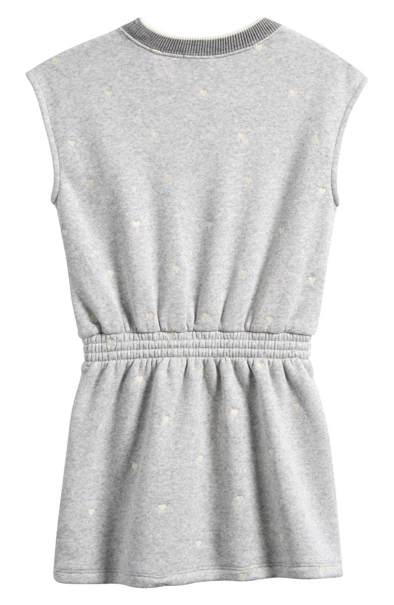 Splendid Kids' Tossed Hearts Fleece Dress, Alternate, color, Light Heather Grey