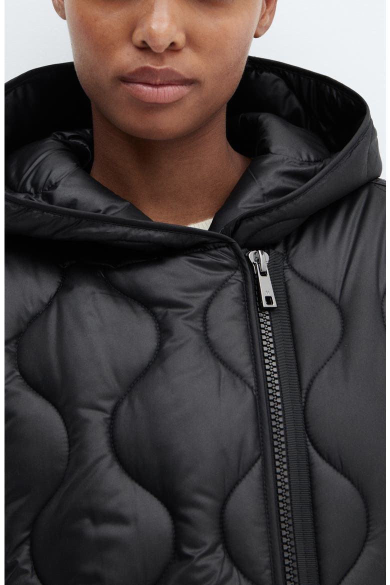 Oversize Hooded Water Repellent Quilted Coat, Alternate, color, BLACK