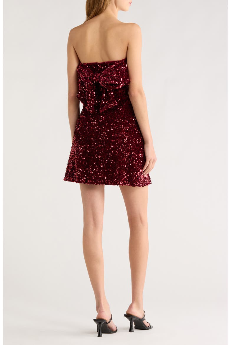 Strapless Sequin Minidress, Alternate, color, WINE
