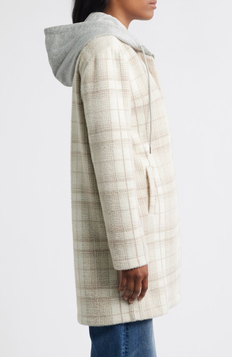 Plaid Coat with Bib Hoodie