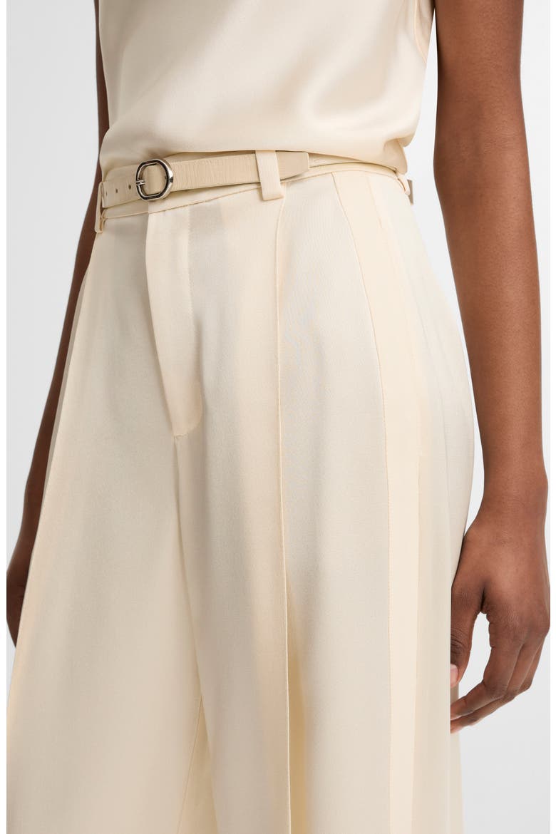 Pleated High Waist Satin Pants, Alternate, color, FLAX
