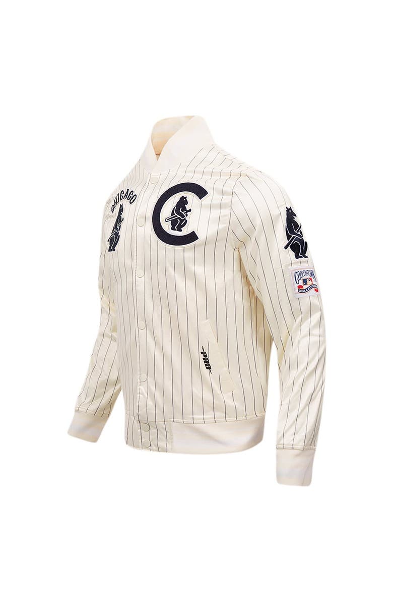 PRO STANDARD Men's Pro Standard Cream Chicago Cubs Pinstripe Retro Classic Satin Full-Snap Jacket, Alternate, color, Cream