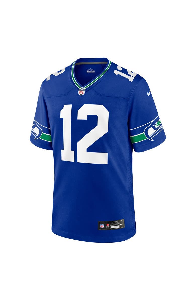 Nike Men's Nike 12s Royal Seattle Seahawks Throwback Player Game Jersey, Alternate, color, Royal