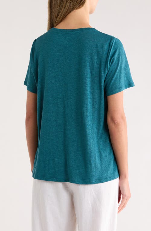 Eileen Fisher Organic Linen Crewneck T-shirt In Green