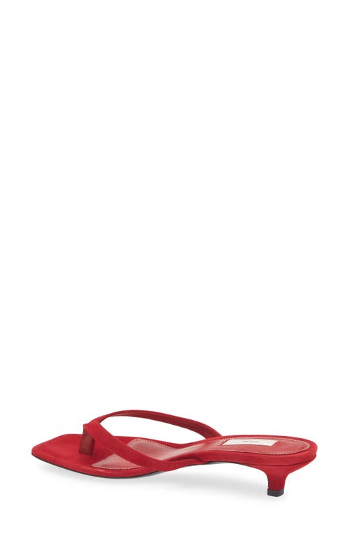 Totême Suede Heeled Flip Flops Scarlet In Scarlet