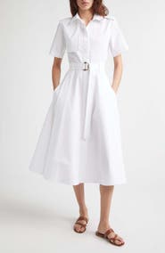Burberry Tanya Belted Cotton Poplin Midi Shirtdress