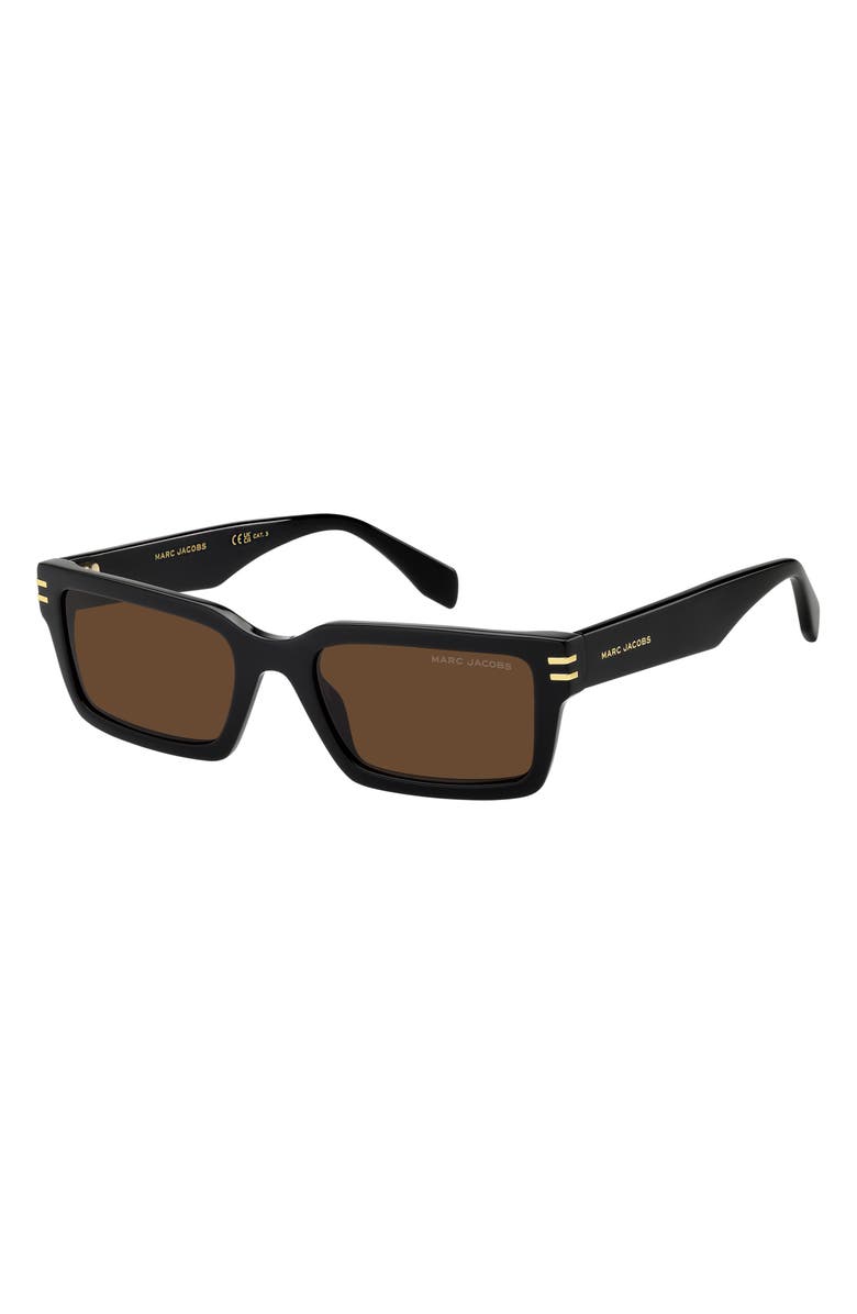 Marc Jacobs 54mm Rectangular Sunglasses, Alternate, color, Black/ Brown
