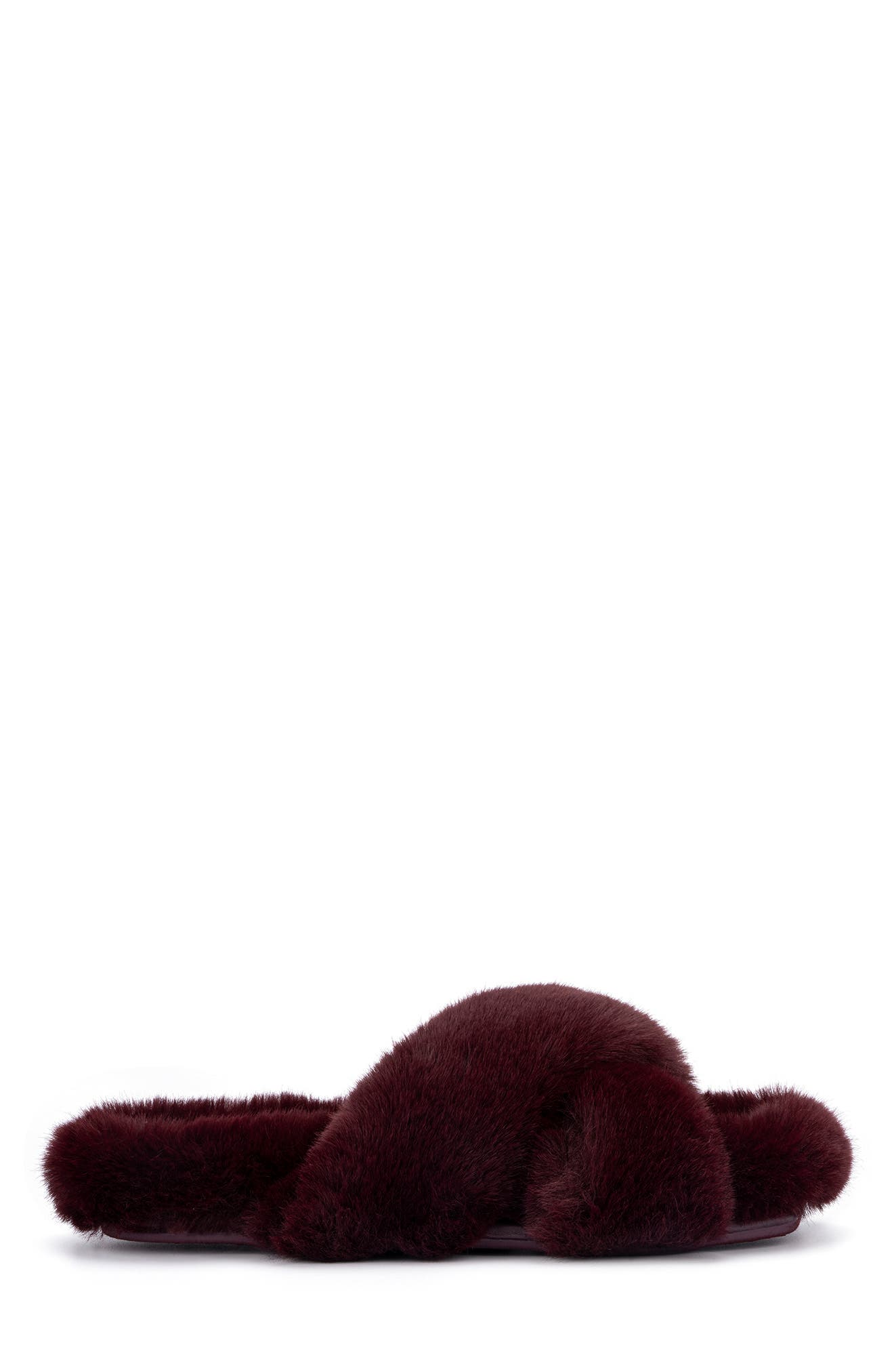 Luna Faux Fur Slipper, Alternate, color, BURGUNDY