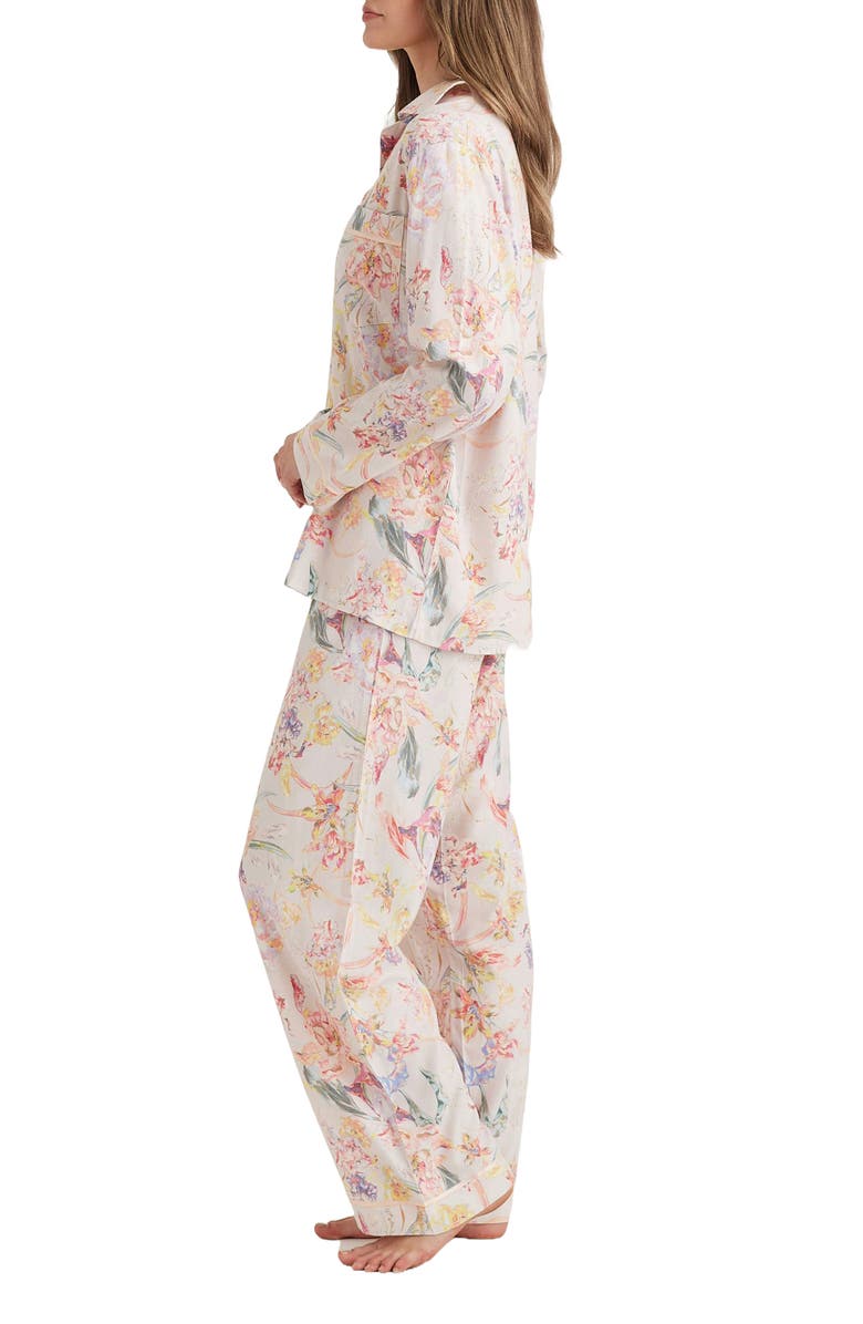 Papinelle Bailey Cozy Floral Cotton Blend Pajamas, Alternate, color, Champagne