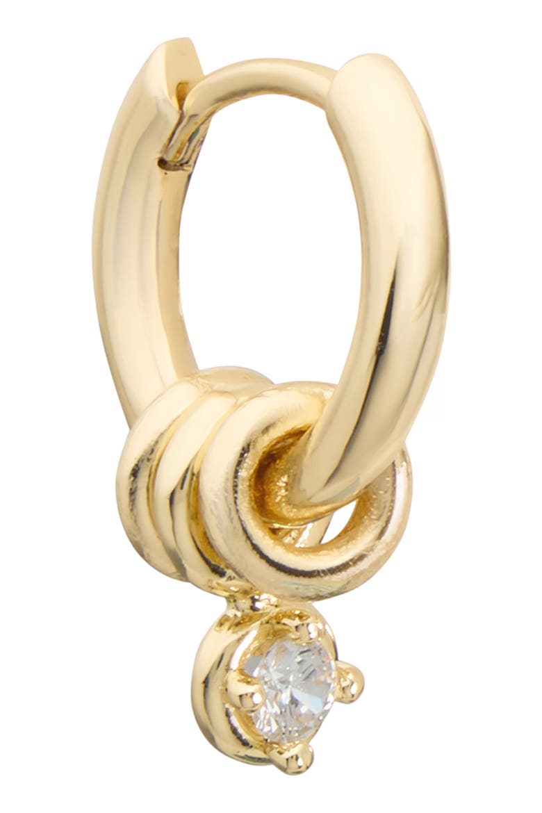 Cubic Zirconia Ring Charm Huggie Hoop Earrings, Alternate, color, GOLD