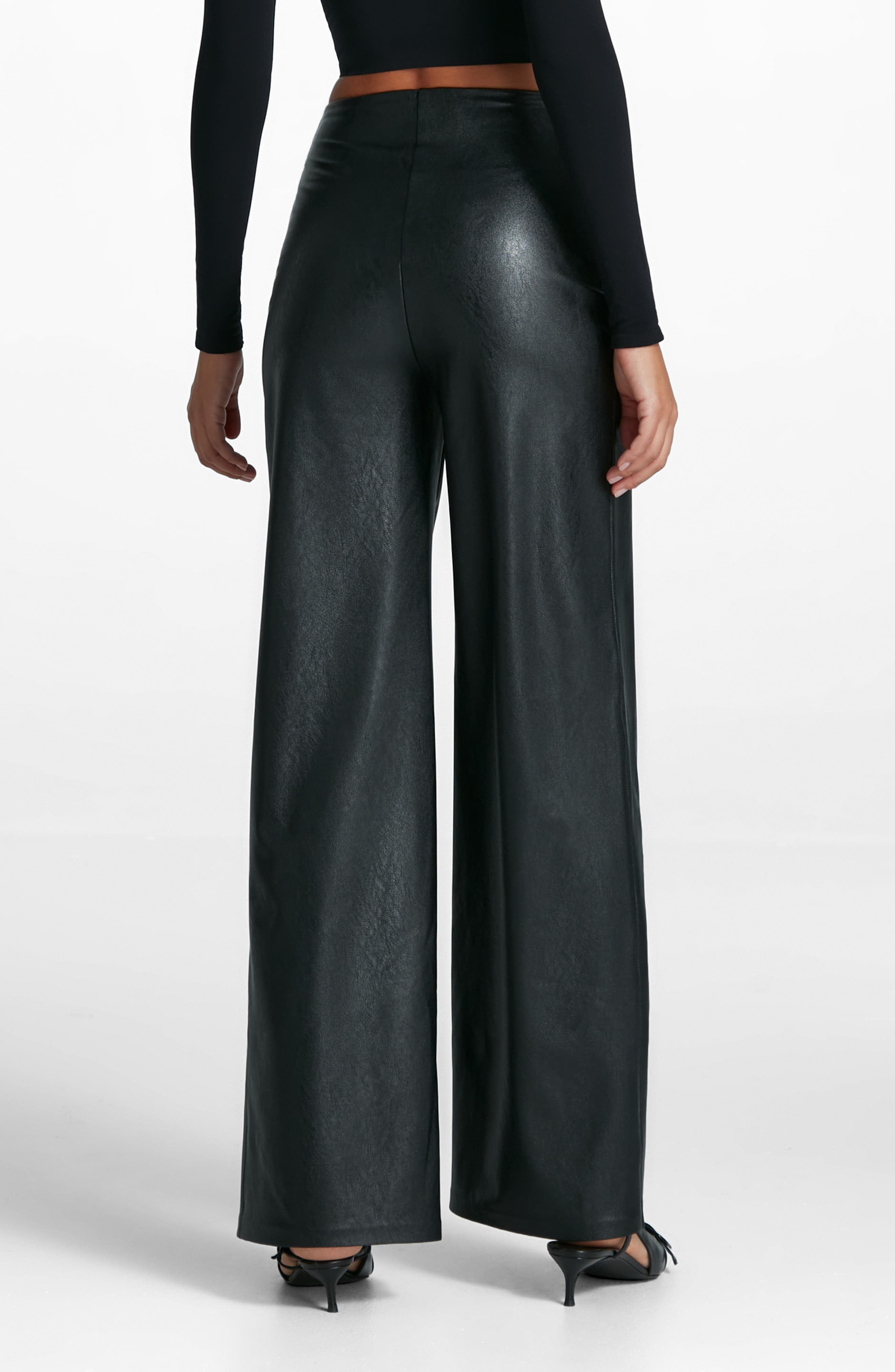 Wide Leg Faux Leather Pants - image 2