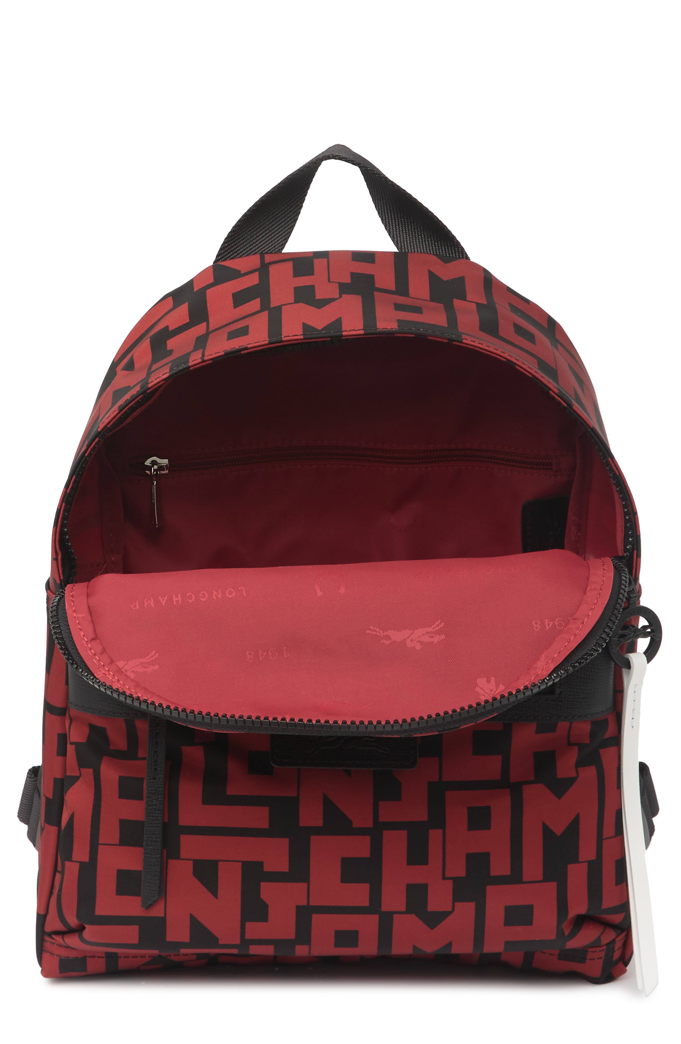 Longchamp Le Pilage Small Backpack, Alternate, color, Blk/Brick