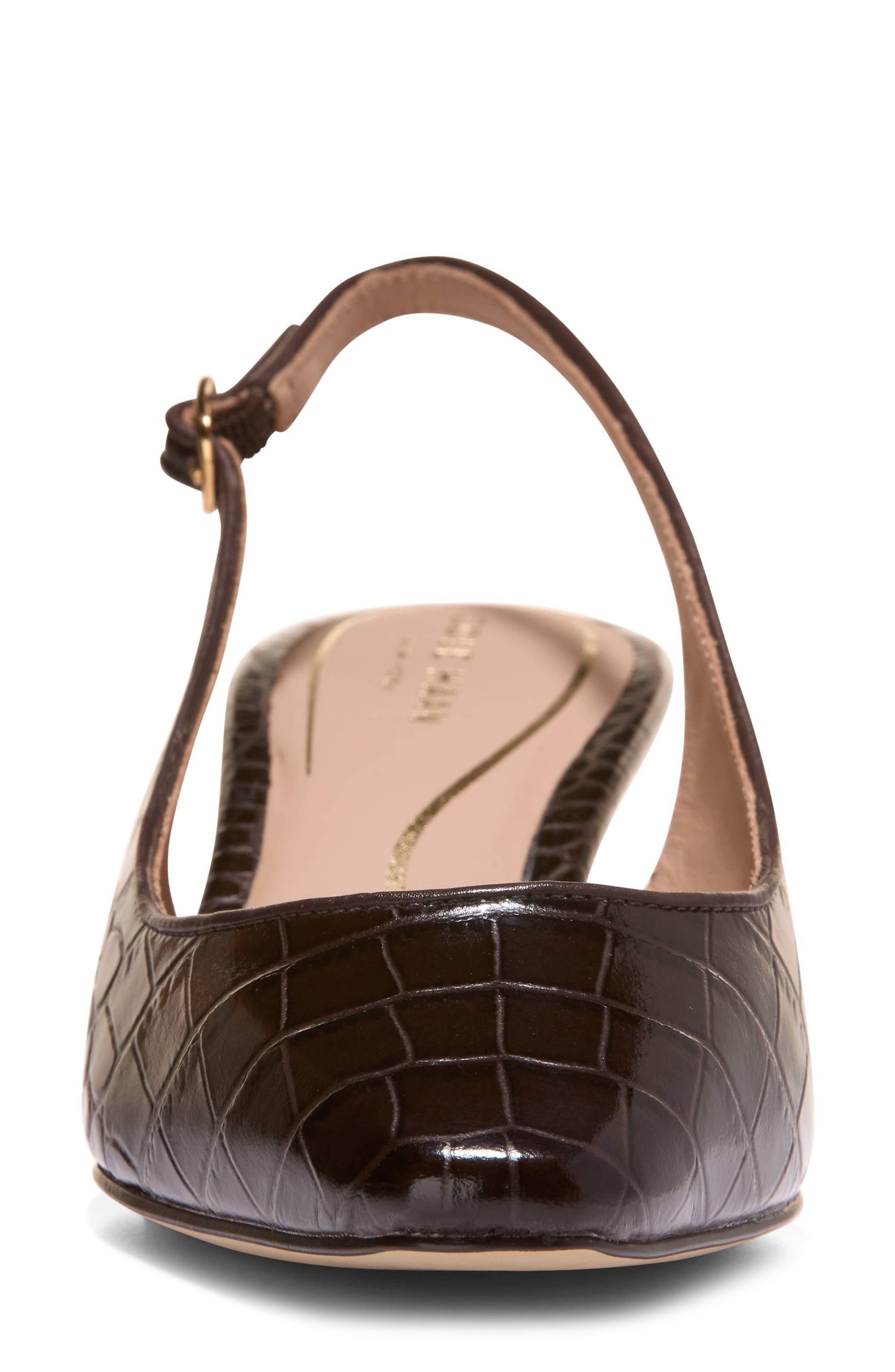 Tyldie Kitten Heel Slingback Pump, Alternate, color, CHOCOLATE CROC PRINT LEATHER