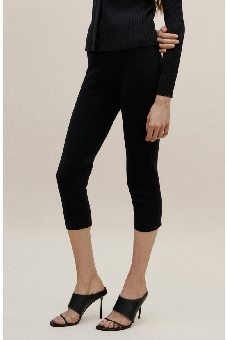 Cotton Knit Capri Pants, Main, color, BLACK