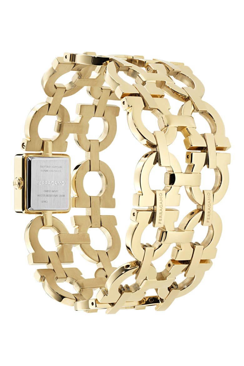 Double Gancini Catwalk Double Bracelet Watch, 19mm x 19mm, Alternate, color, YELLOW GOLD