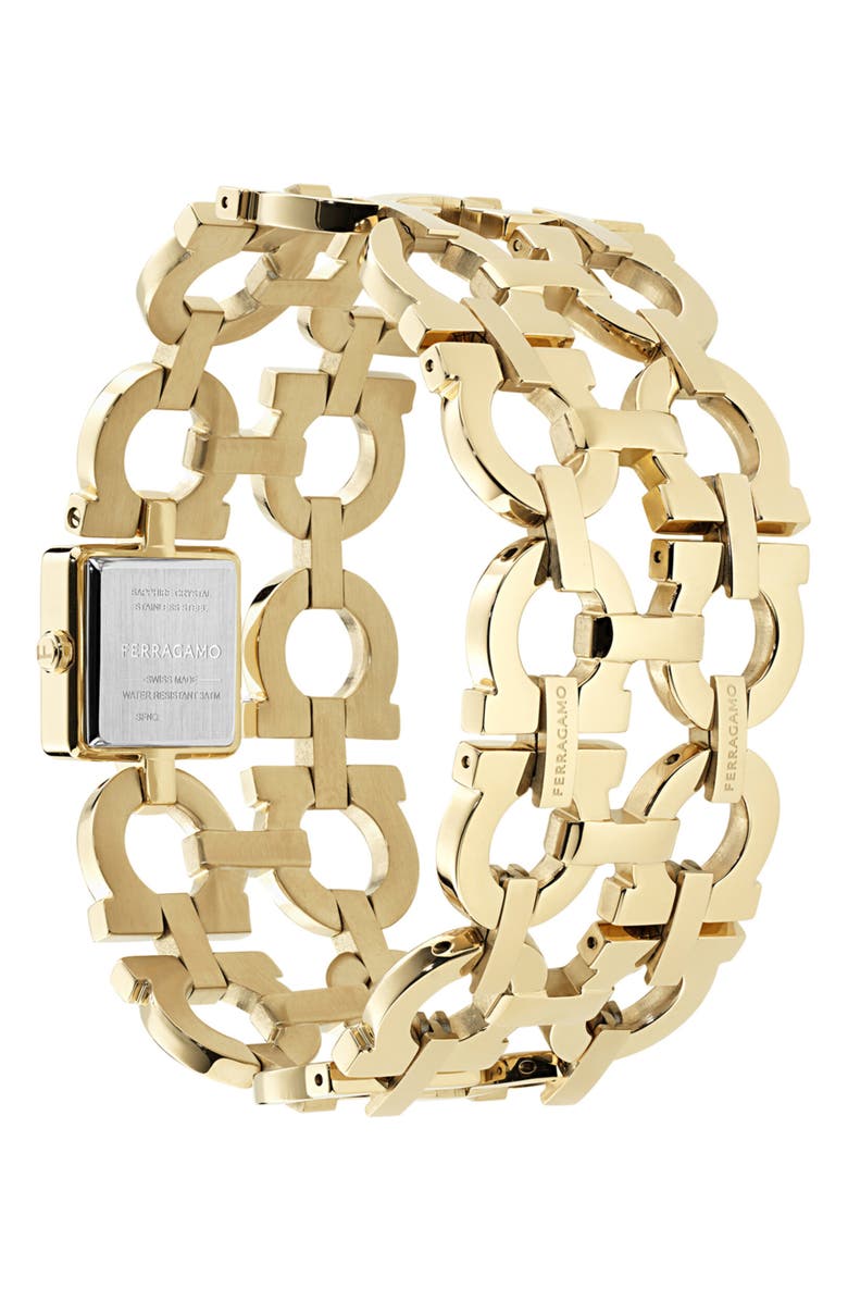 FERRAGAMO Double Gancini Catwalk Double Bracelet Watch, 19mm x 19mm, Alternate, color, Yellow Gold