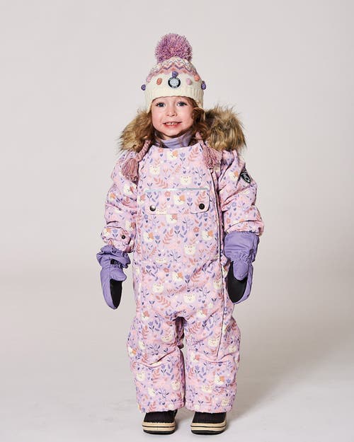 Deux Par Deux One-piece Play Snowsuit Designed For Car Seat Cat In Pink