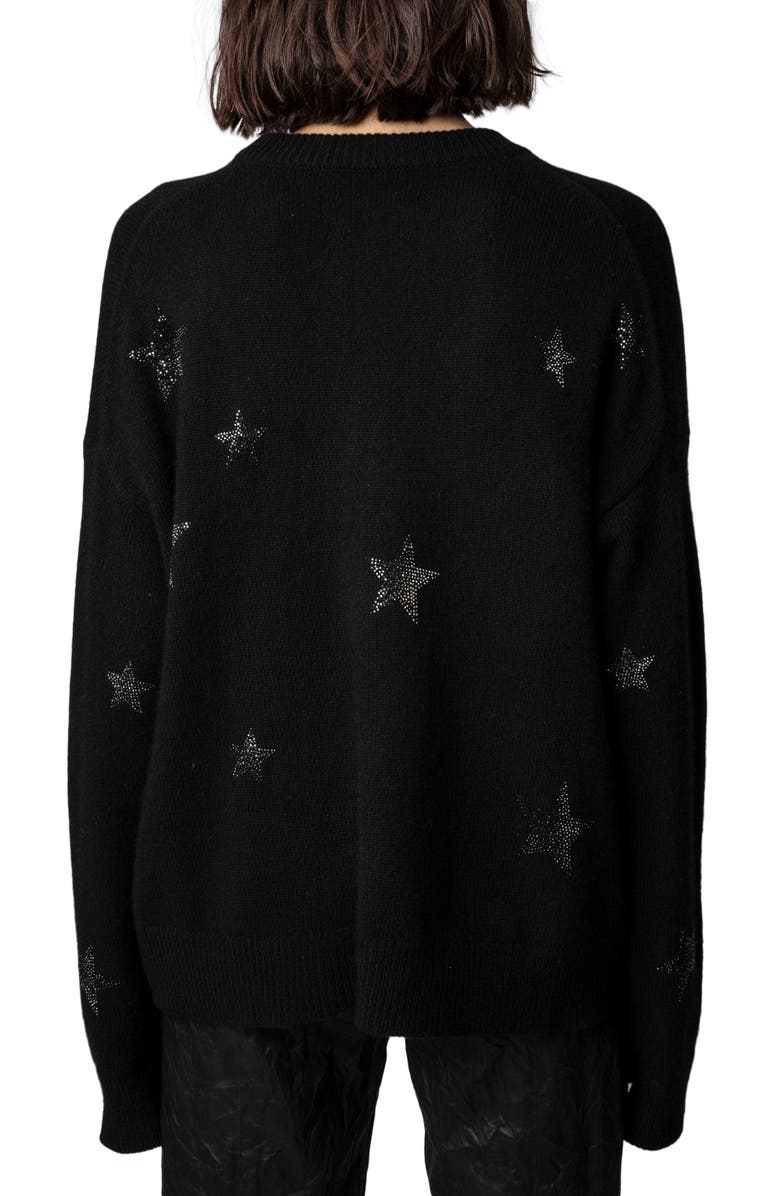Zadig & Voltaire Markus Rhinestone Star Embellished Cashmere Sweater, Alternate, color,