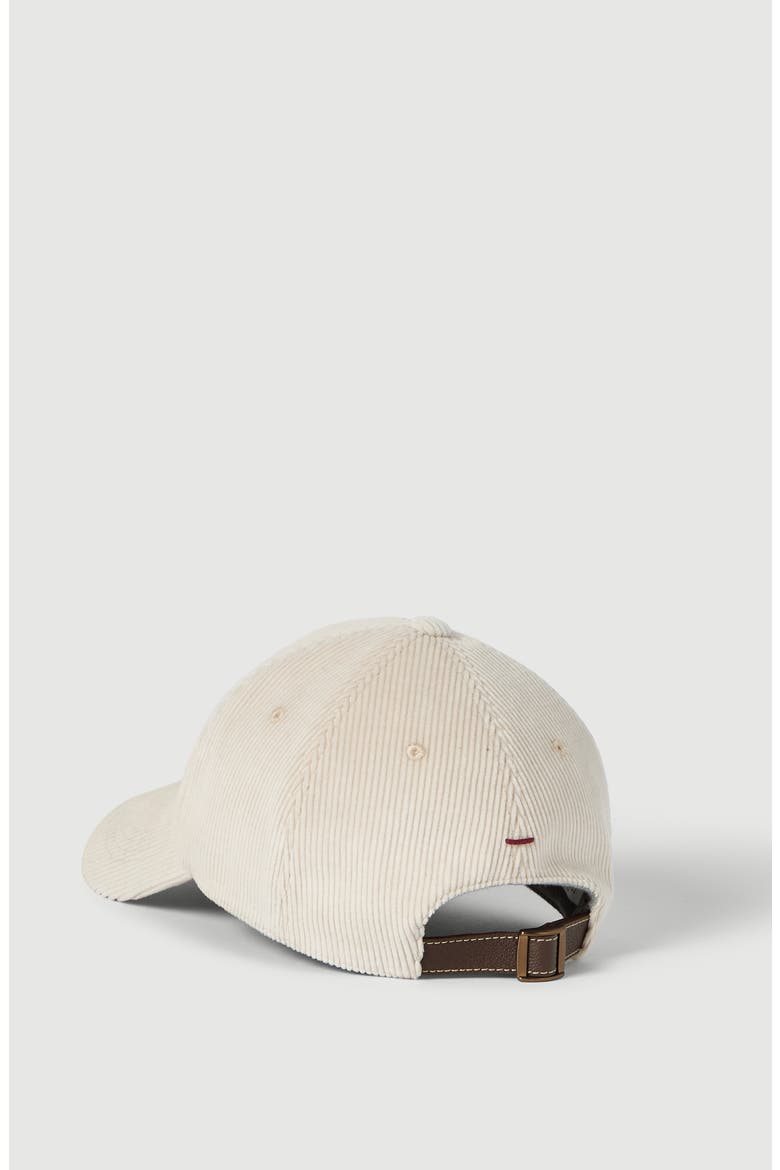 Comfort cotton and cashmere corduroy baseball cap with embroidered logo, Alternate, color, Ivory