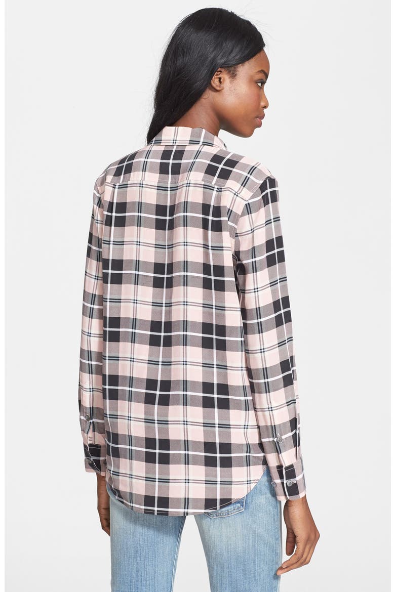 'Reese' Plaid Silk Shirt, Alternate, color, BLUSH PINK/ TRUE BLACK MULTI