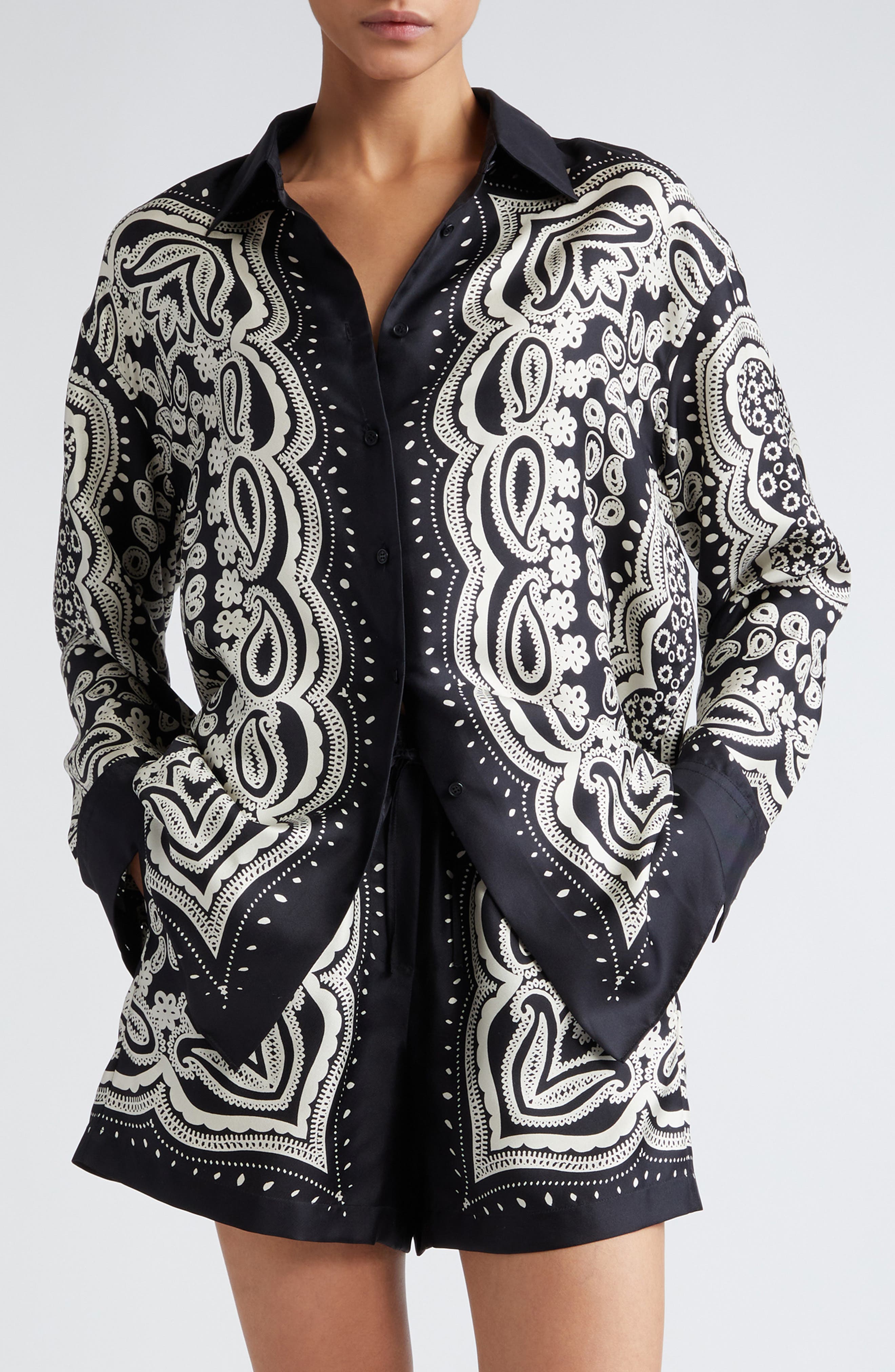 Nili Lotan Alfie Print Silk Shirt