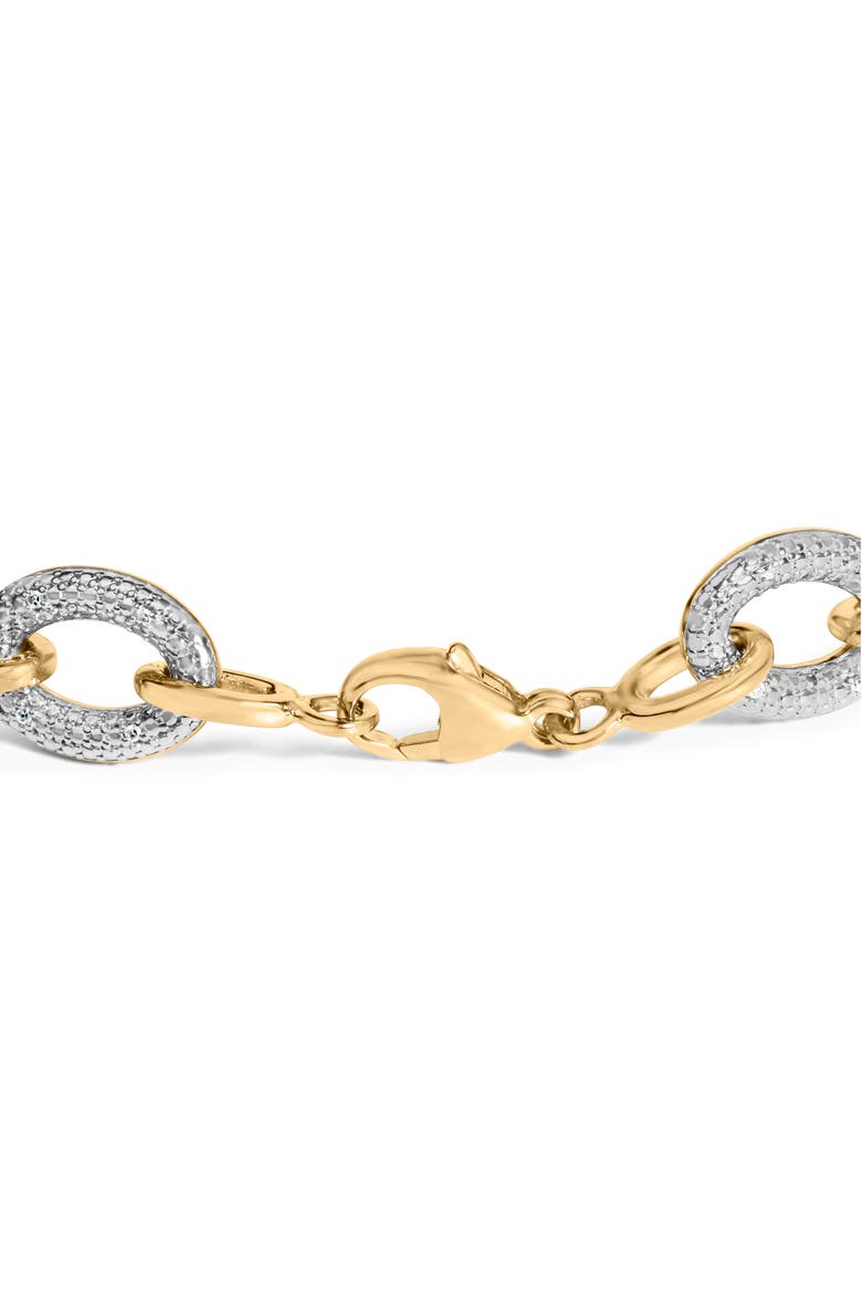 Gold Vermeil 1/10 Cttw Diamond Oval Link Bracelet, Alternate, color, Silver