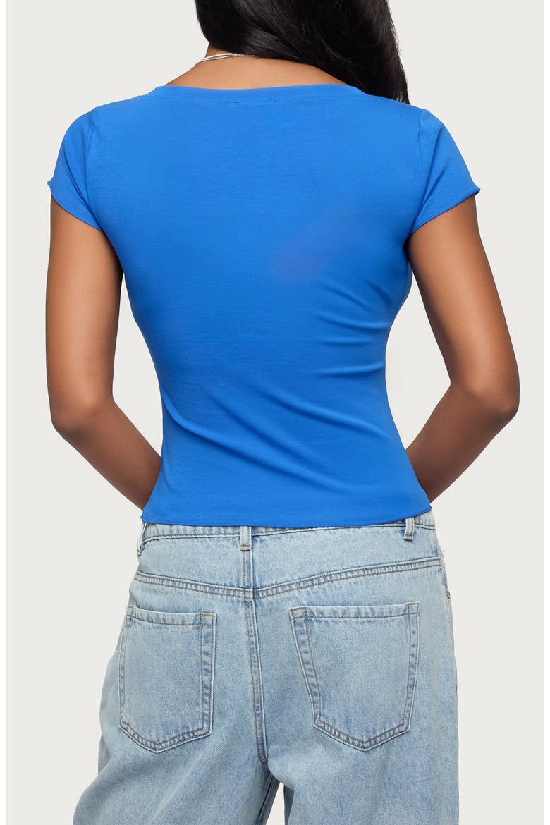 Andria Crop V-Neck Top, Alternate, color, BLUE
